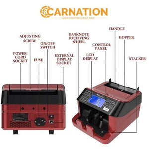 Carnation Cash Counter with UV, MG, IR, MT, and Bill Size Detection CR1800 - MachineShark