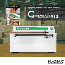 Load image into Gallery viewer, Greenwave 412 cardboard perforator with FORMAX branding in a warehouse setting