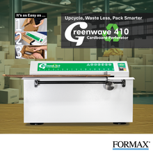 Load image into Gallery viewer, Greenwave 410 cardboard perforator with FORMAX branding in a warehouse setting