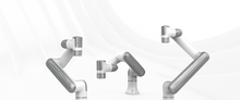 Load image into Gallery viewer, Three white and gray robotic arms shown against a clean white background with soft curved lines.
