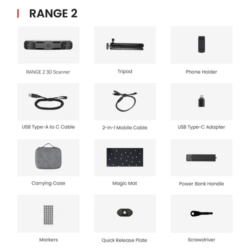 Revopoint RANGE 2 3D Scanner (Infrared Light | Precision 0.1mm | Large Object Scanning） - MachineShark