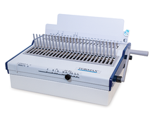 Load image into Gallery viewer, A white and blue Formax multi-hole punch machine shown from a three-quarter angle on a white background.